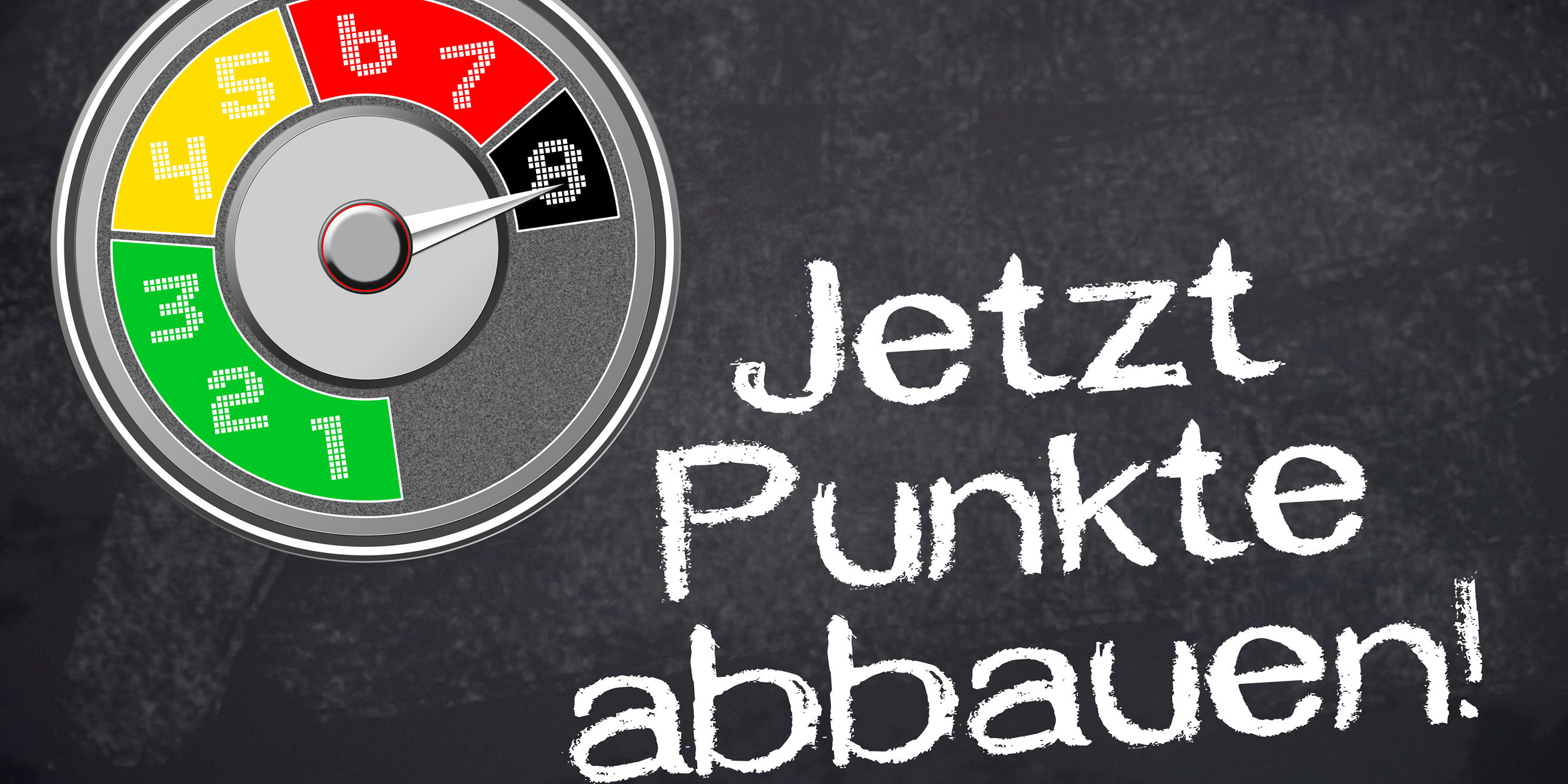 Kreidetafel mit Punktetacho