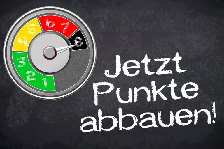 Kreidetafel mit Punktetacho